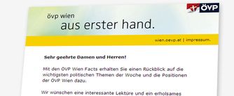 Banner: Newsletter "ÖVP Wien - Aus erster Hand"